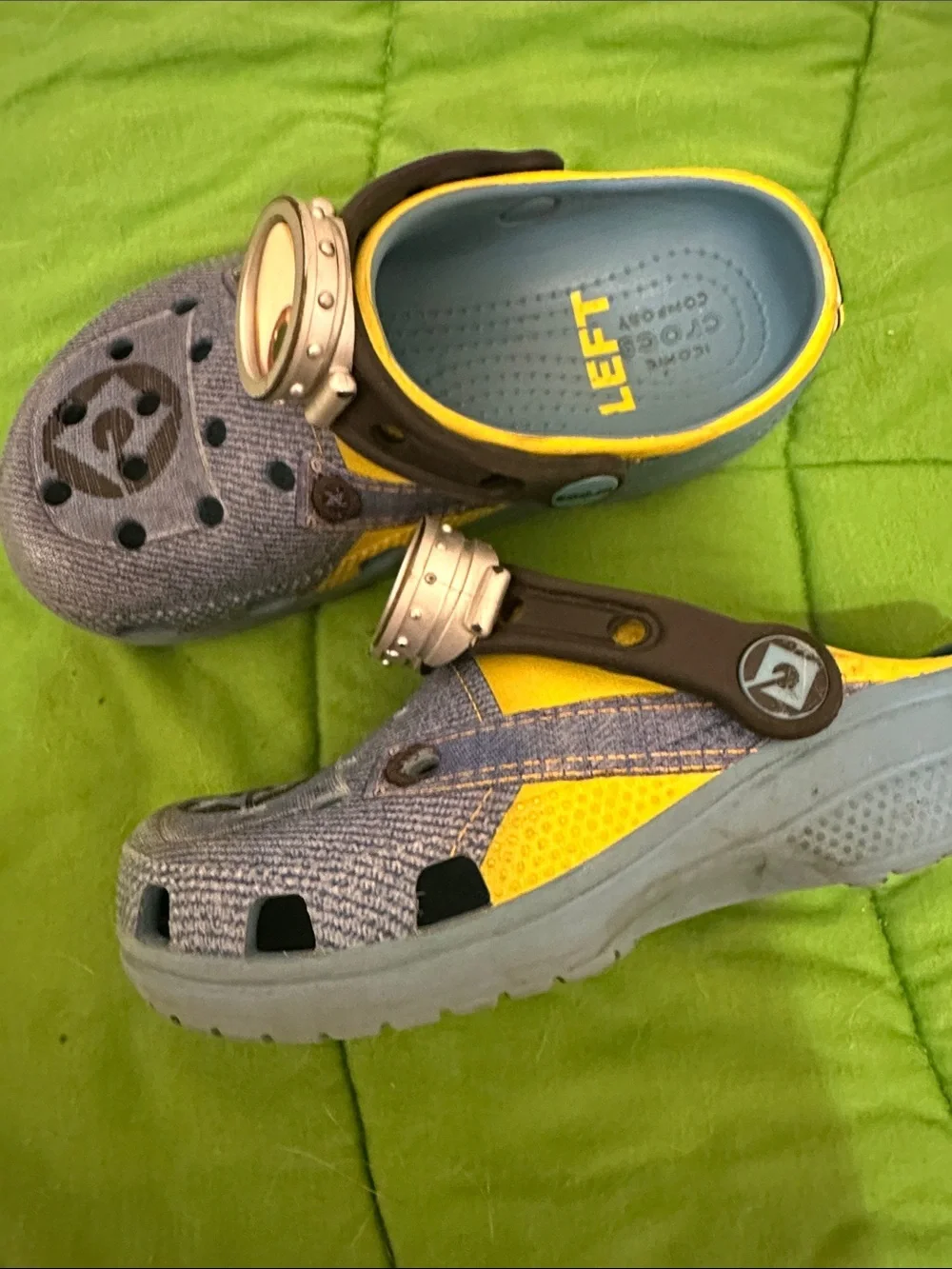 Kids Minion-Themed Water Crocs — Blue & Yellow